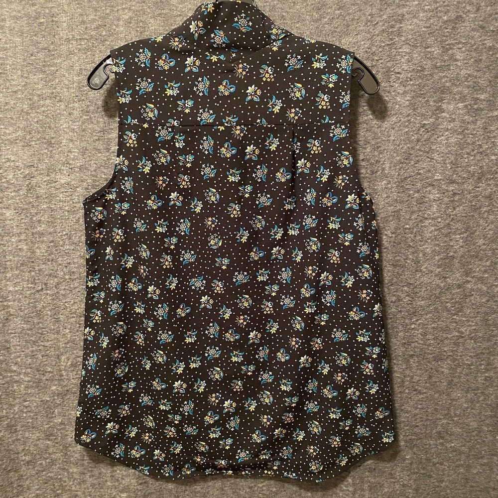Cabi Top Women Medium Whimsy 3440 Black Floral Sleeveless Cottage Prairie Preppy - Picture 6 of 10
